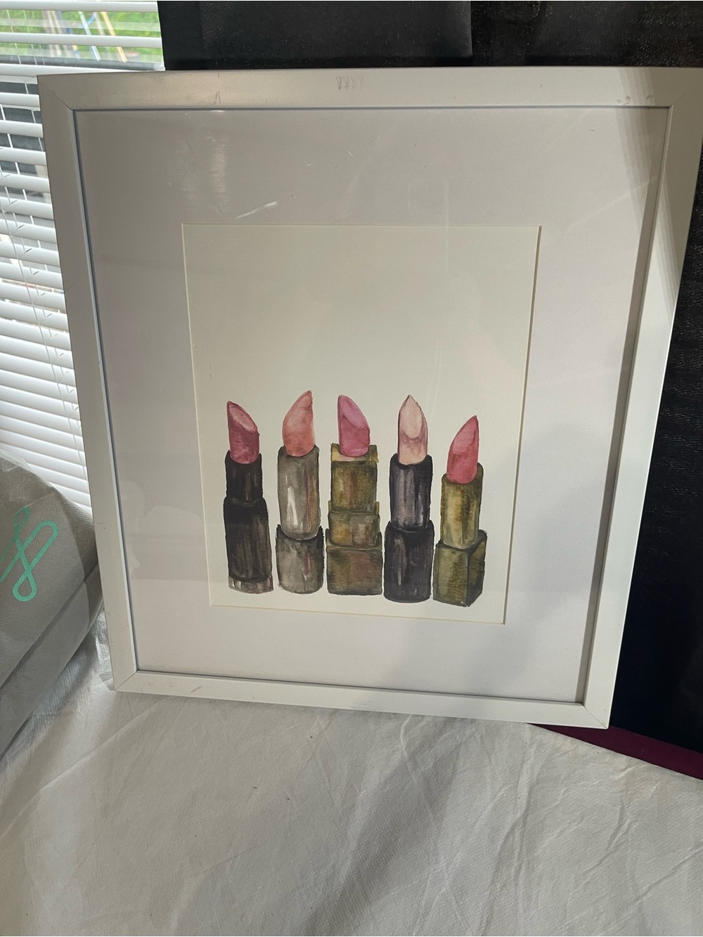 Framed Lipstick Watercolor Print - Pink Tones